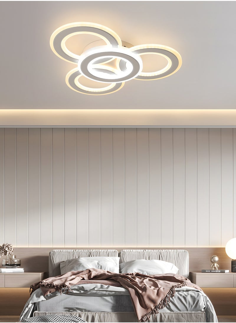 Modern LED Ceiling Light, White 3 Rings Flush Mount Ceiling Light,3-Colors Dimming Lighting Fixture Ceiling Lamp for Kitchen, Bedroom, Living Room, Laundry Room