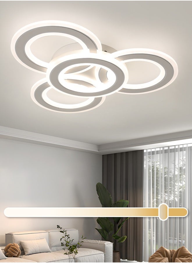 Modern LED Ceiling Light, White 3 Rings Flush Mount Ceiling Light,3-Colors Dimming Lighting Fixture Ceiling Lamp for Kitchen, Bedroom, Living Room, Laundry Room