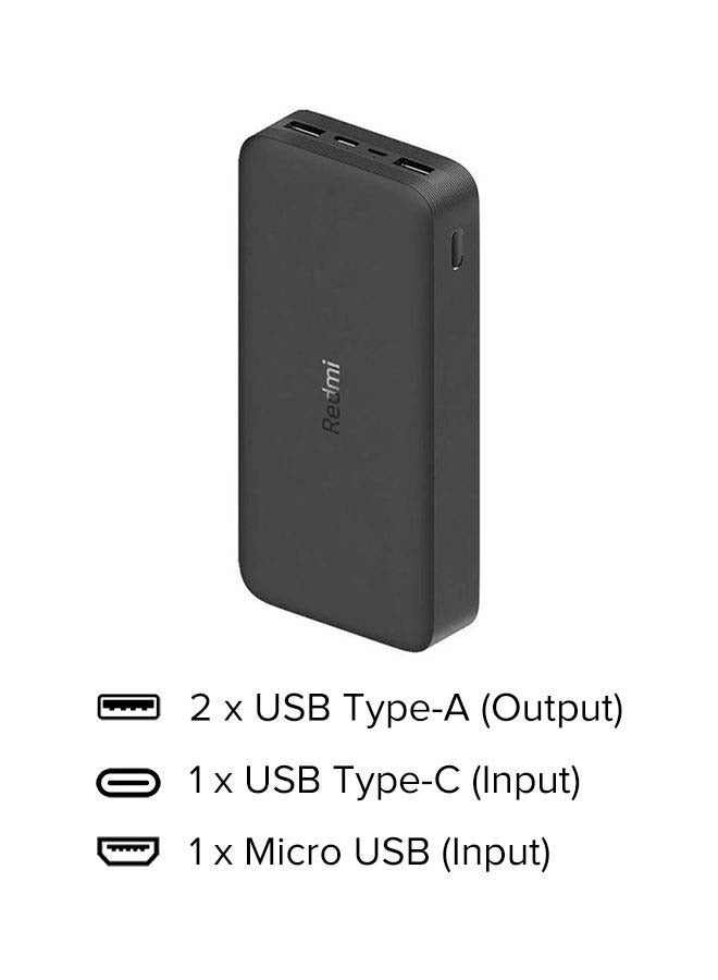 20000 mAh High-Speed Charging Technology Powerbank 18 Watt Black
