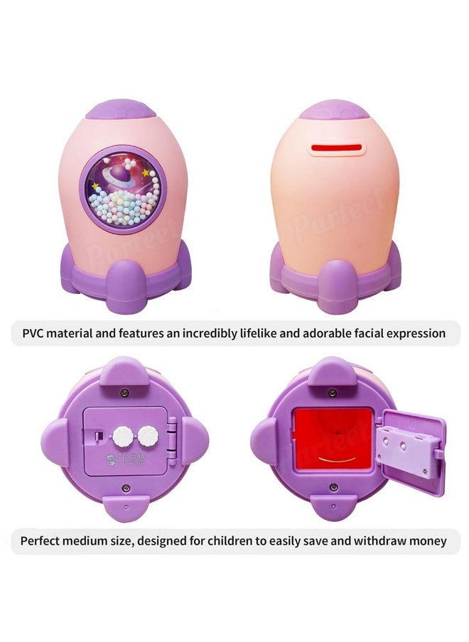 Space Shape Gullak Money Bank With Number Code Lock|Secure Piggy Bank For Kids & Adults|Unique Coin Savings Box|Ideal Gift With Password Protection,Coin Box For Kids (Assorted Colour) - Modern