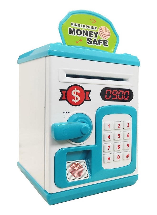 Money Safe Piggy Bank (The Gullak) Toy For Kids And Adults With 3 Step Unlock - Feed Number Password Touch Finger Sensor Then Twist Handle To Open The Door - Color As Per Stock