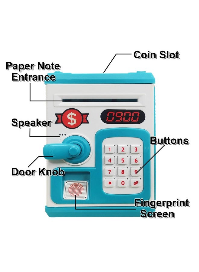 Money Safe Piggy Bank (The Gullak) Toy For Kids And Adults With 3 Step Unlock - Feed Number Password Touch Finger Sensor Then Twist Handle To Open The Door - Color As Per Stock