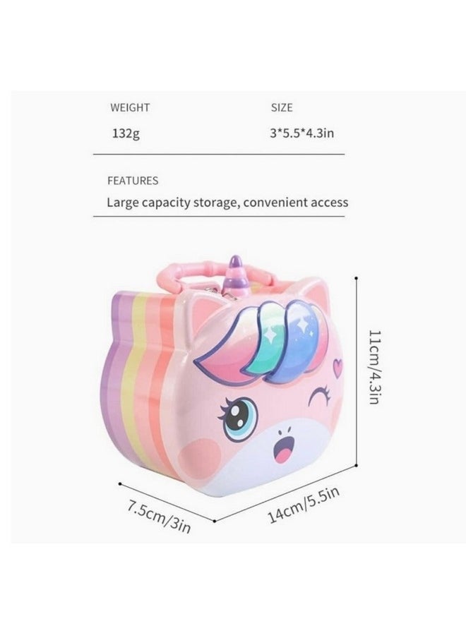 Unicorn Modern Piggy Bank Cartoon House Saving Pot Coin Bank Money Bank Saving Coin Box With Lock Gift Toy For Kid Children, Pink