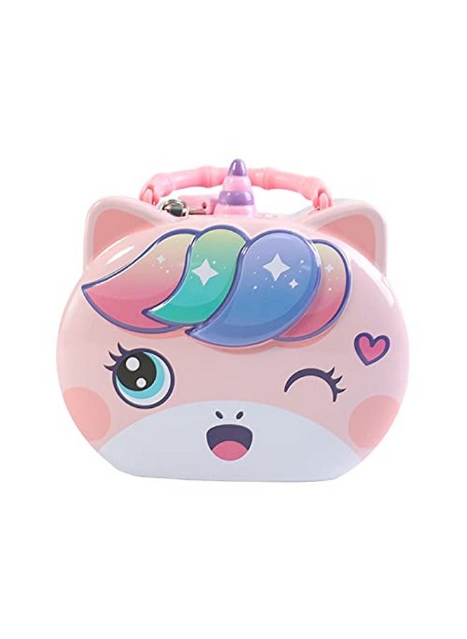 Unicorn Modern Piggy Bank Cartoon House Saving Pot Coin Bank Money Bank Saving Coin Box With Lock Gift Toy For Kid Children, Pink