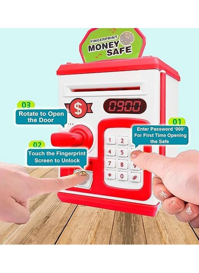 Money Safe Atm Bank With Music Light | Safe Password Protection, Fingerprint Inouction Deposit Atm Toy, Saving Bank Toys For Kids