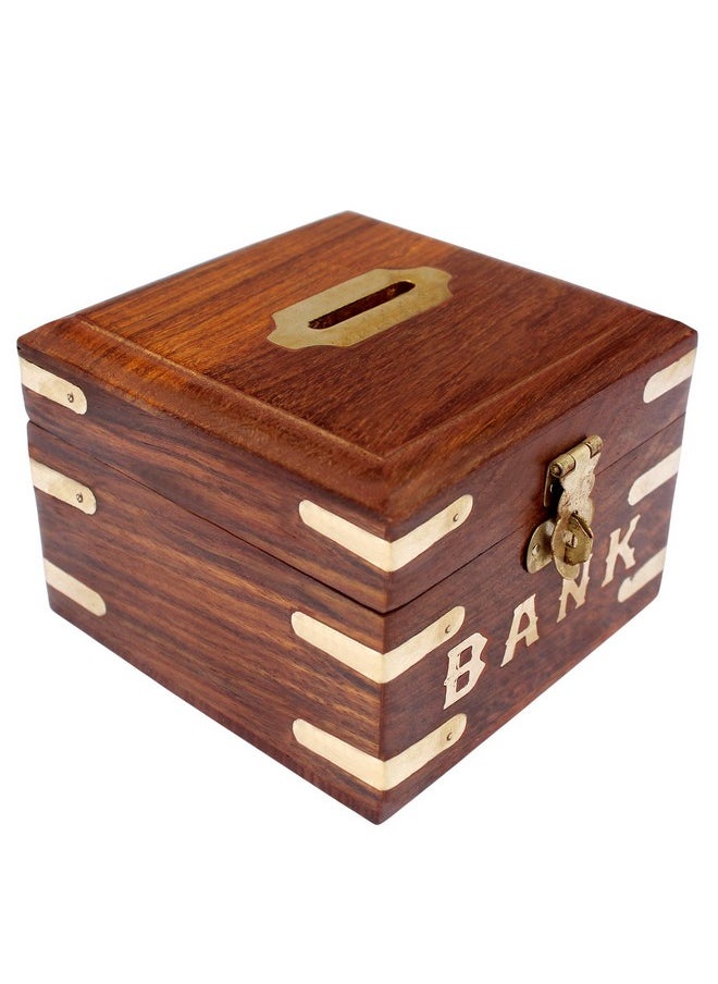 Handicrafted Wooden Money Bank - Coin Saving Box - Piggy Bank - Gifts For Kids, Girls, Boys & Adults, Antique