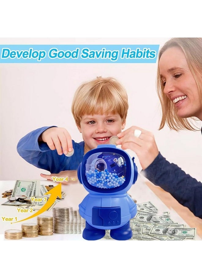 Cartoon Design Plastic Piggy Bank || Creative Cute Money Bank || Coin Saving Bank For Boys & Girls (Pack Of 1) (Astronaut - Blue)