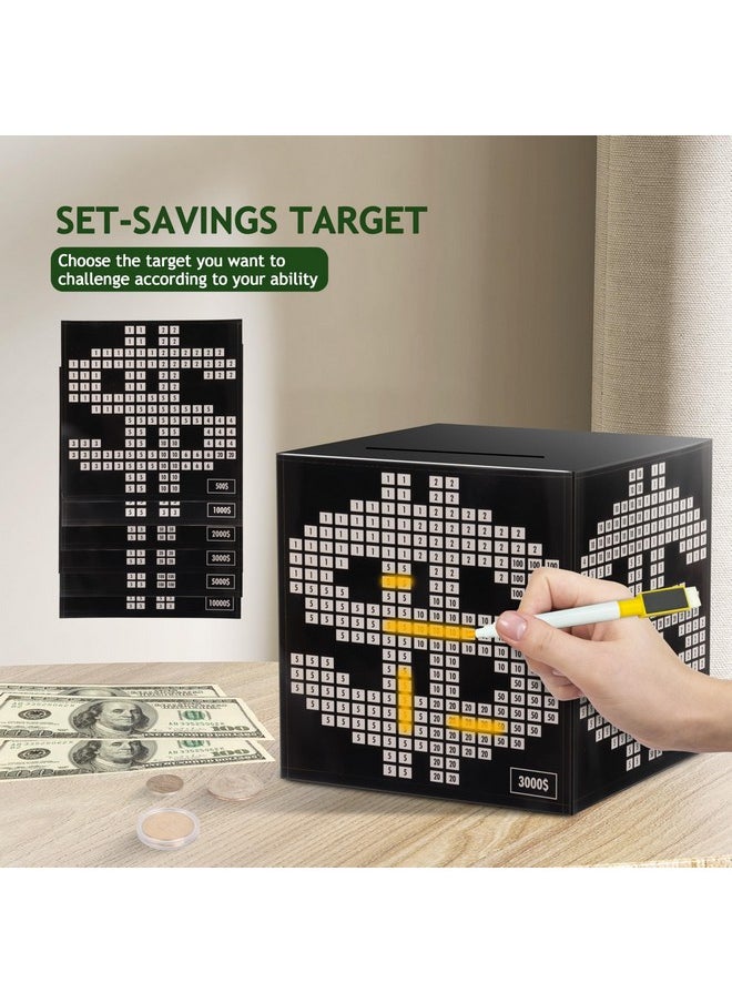Piggy Bank For Adults,10K Savings Challenge Box, 4.75Inch Money Saving Box 10,000 With Counter For Savings Goal $3000 $5000, Unbreakable Metal Cash Box With Money Target, Kakeibo Money Box