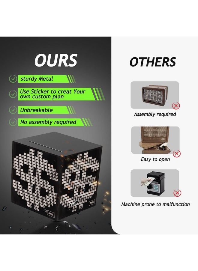 Piggy Bank For Adults,10K Savings Challenge Box, 4.75Inch Money Saving Box 10,000 With Counter For Savings Goal $3000 $5000, Unbreakable Metal Cash Box With Money Target, Kakeibo Money Box