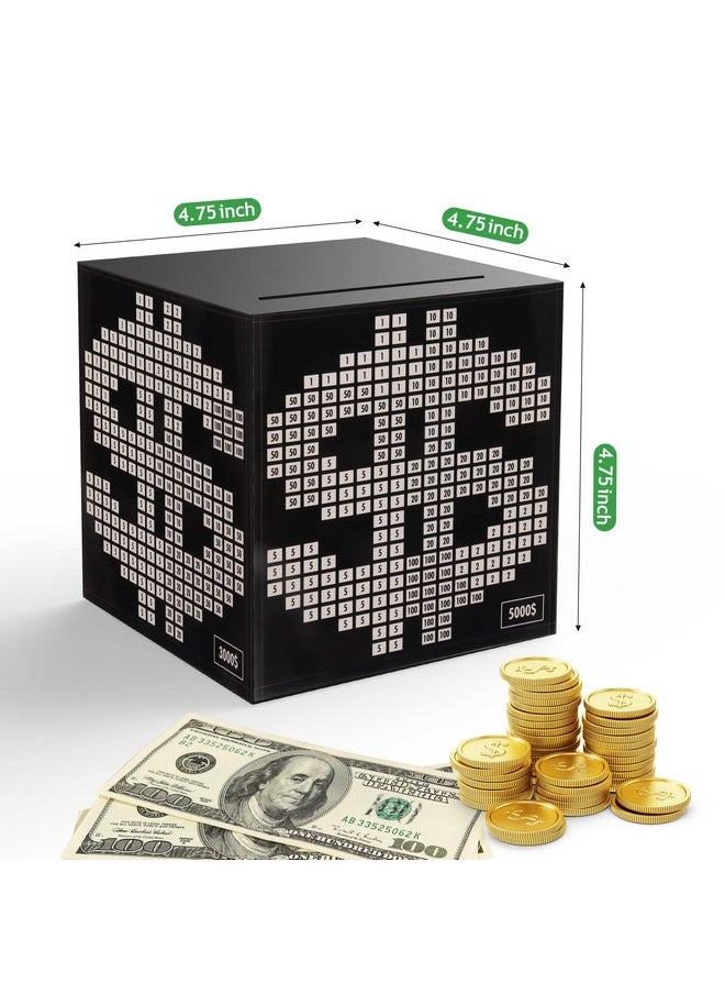 Piggy Bank For Adults,10K Savings Challenge Box, 4.75Inch Money Saving Box 10,000 With Counter For Savings Goal $3000 $5000, Unbreakable Metal Cash Box With Money Target, Kakeibo Money Box