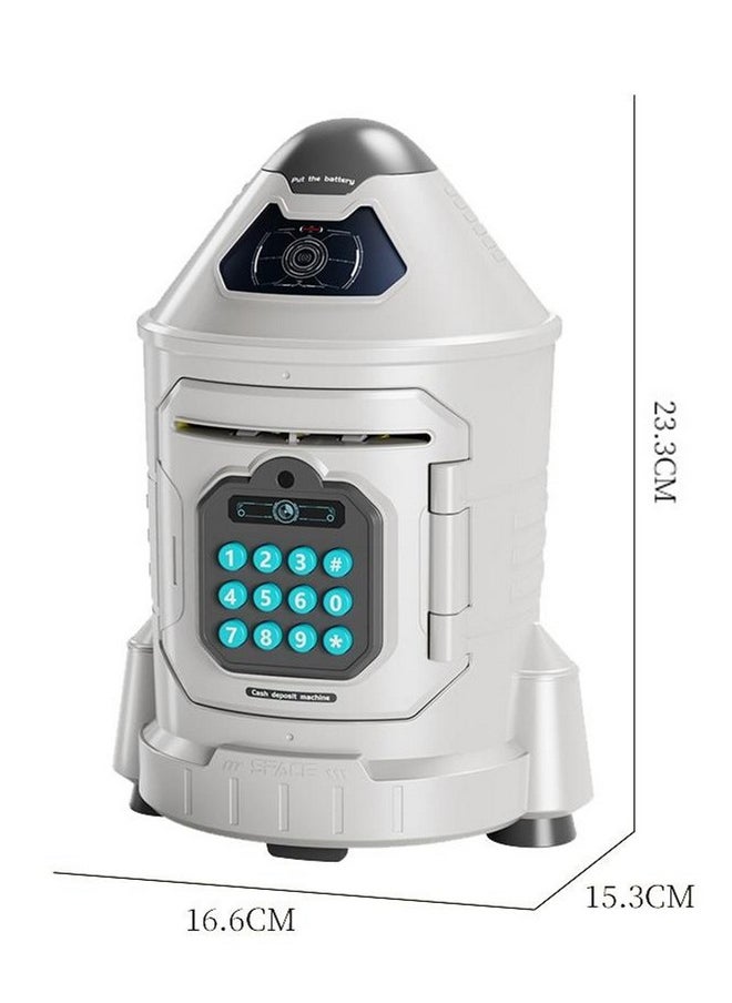 Musical【Large】 Rocket Type Money Safe Kids Piggy Savings Bank With Note Suction Feature【White】