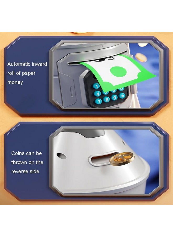 Musical【Large】 Rocket Type Money Safe Kids Piggy Savings Bank With Note Suction Feature【White】