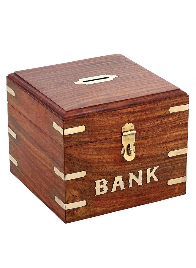 Handicrafted Wooden Money Bank Large - Coin Saving Box - Piggy Bank - Gifts For Kids, Girls, Boys & Adults, Traditional