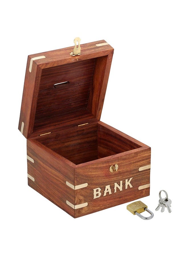 Handicrafted Wooden Money Bank Large - Coin Saving Box - Piggy Bank - Gifts For Kids, Girls, Boys & Adults, Traditional