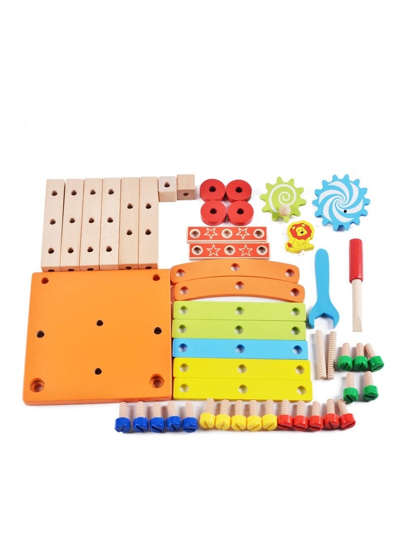 Children's Educational Hands-on Versatile Luban Chair Wooden Toy, Screw Assembly and Disassembly Building Toy Set