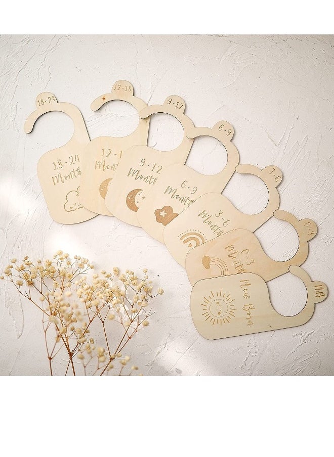 Baby Closet Dividers for Clothes OrganizerBeautiful Wooden Double-Sided Baby Clothes Size Hanger Organizers for Newborn to 24 Months for Nursery Decor