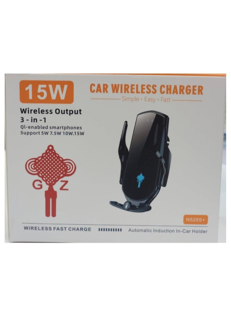 Wireless Car Charger, Automatic Sensor, Black,(mobile holder)