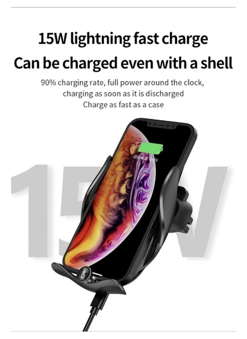 Wireless Car Charger, Automatic Sensor, Black,(mobile holder)