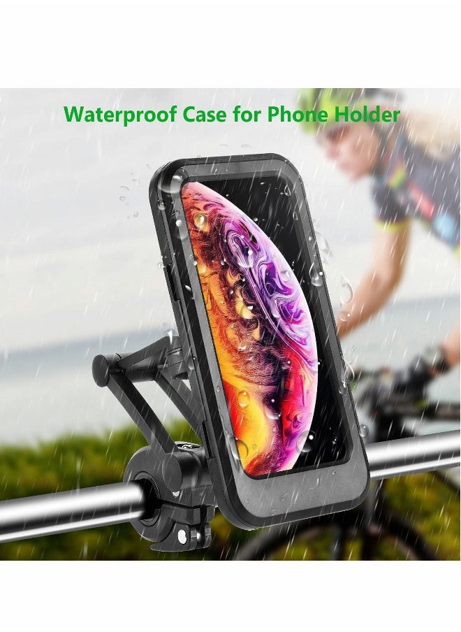 Bike Phone Mount, 360° Adjustable Universal Waterproof Motorcycle Phone Mount Bike Phone Holder with TPU Touch-Screen Extensible