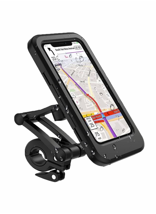 Bike Phone Mount, 360° Adjustable Universal Waterproof Motorcycle Phone Mount Bike Phone Holder with TPU Touch-Screen Extensible