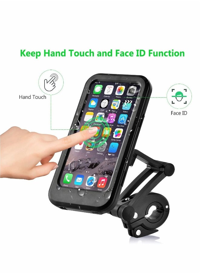 Bike Phone Mount, 360° Adjustable Universal Waterproof Motorcycle Phone Mount Bike Phone Holder with TPU Touch-Screen Extensible