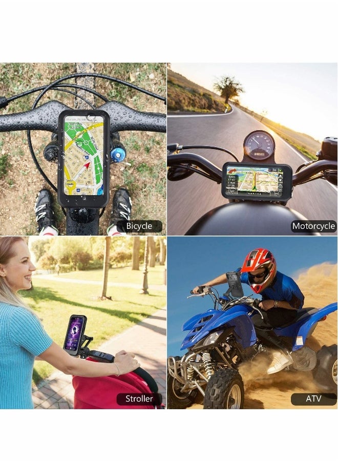 Bike Phone Mount, 360° Adjustable Universal Waterproof Motorcycle Phone Mount Bike Phone Holder with TPU Touch-Screen Extensible