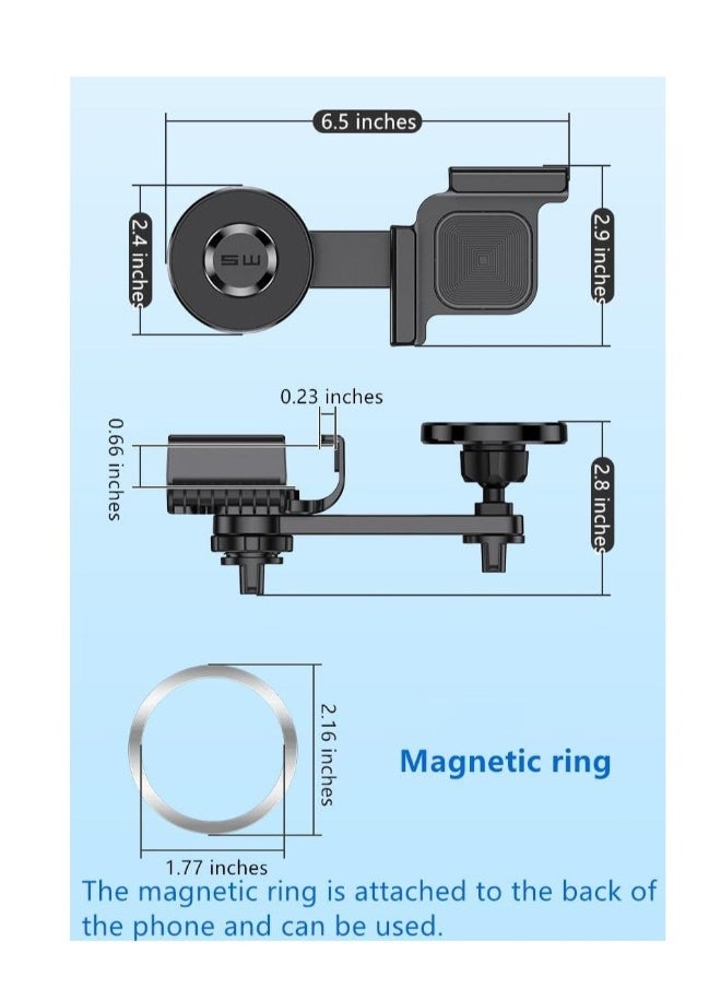 Tesla Phone Mount, Strongest Magnet Power Magnetic Car Phone Holder Mount for Tesla 3/Y Accessories Fits for All iPhone & Android Phones - with Magnetic Ring