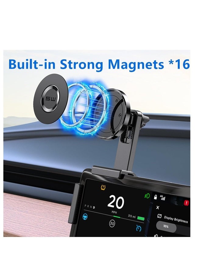 Tesla Phone Mount, Strongest Magnet Power Magnetic Car Phone Holder Mount for Tesla 3/Y Accessories Fits for All iPhone & Android Phones - with Magnetic Ring