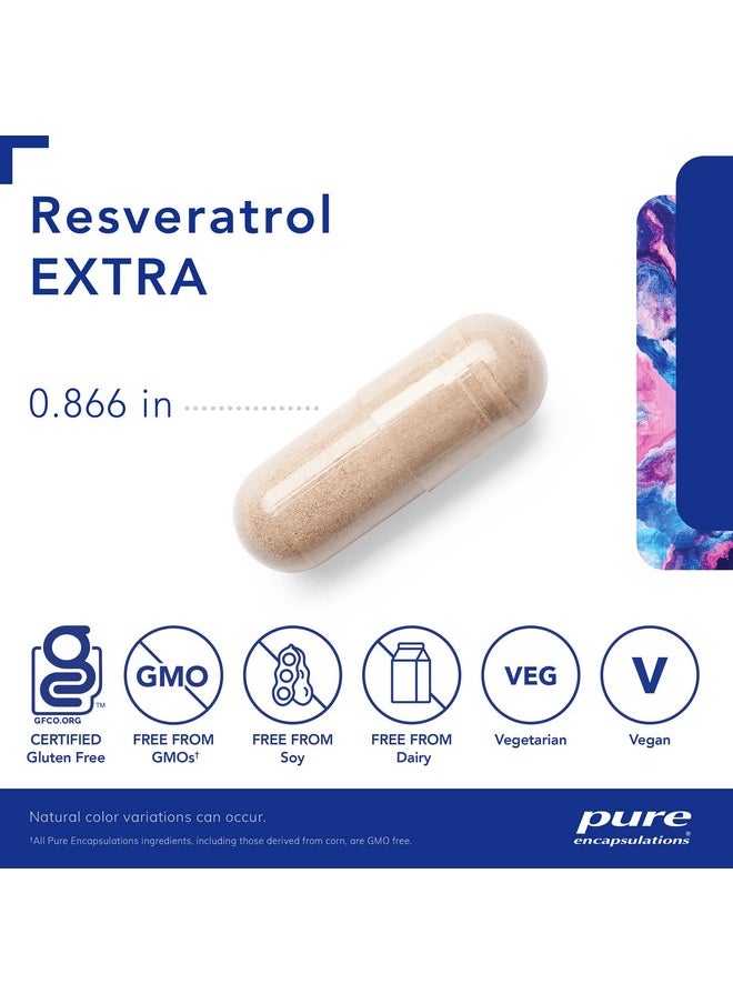 Pure Encapsulations Resveratrol EXTRA - 100 mg Trans-Resveratrol - For Healthy Cellular & Cardiovascular Function* - Antioxidants Supplement - Non-GMO & Gluten Free - 60 Capsules