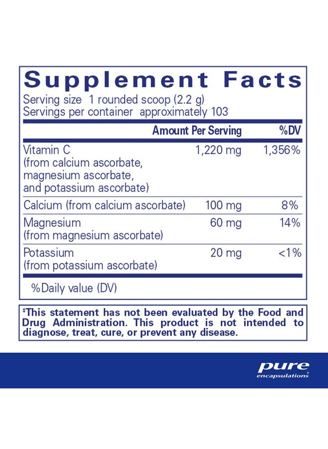 Pure Encapsulations Buffered Ascorbic Acid Powder | Vitamin C Supplement for Sensitive Individuals | 8 Ounces