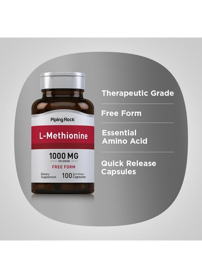 Piping Rock L Methionine 1000mg | 100 Capsules | Free Form Supplement | Non-GMO, Gluten Free