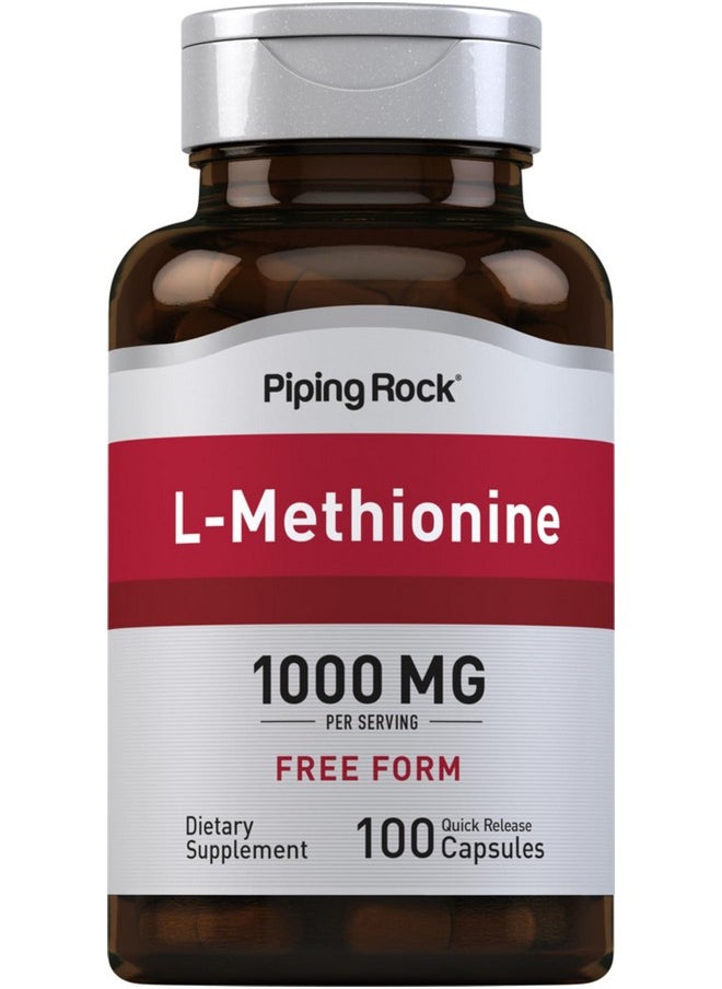 Piping Rock L Methionine 1000mg | 100 Capsules | Free Form Supplement | Non-GMO, Gluten Free