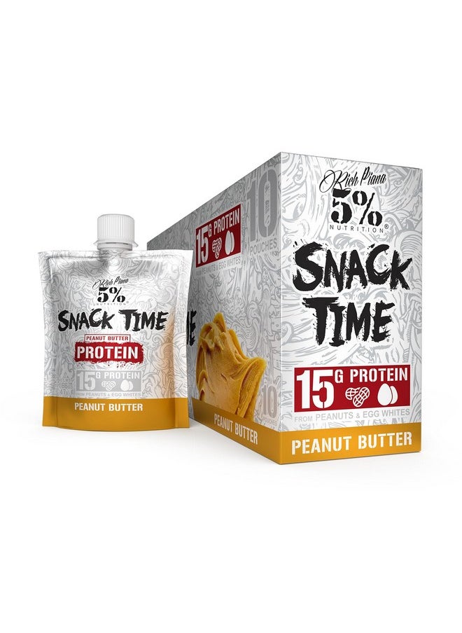 Rich Piana 5% Nutrition Snack Time | Squeezable Protein Shots | High Protein Snack Pouches | Convenient, Real Food Protein from Peanuts & Egg Whites | 10-Count (Peanut Butter)