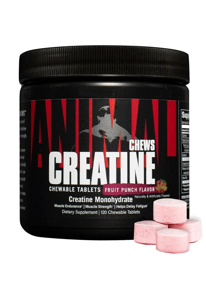 Universal Nutrition Animal Creatine,Fruit Punch 120 Chewable Tablets