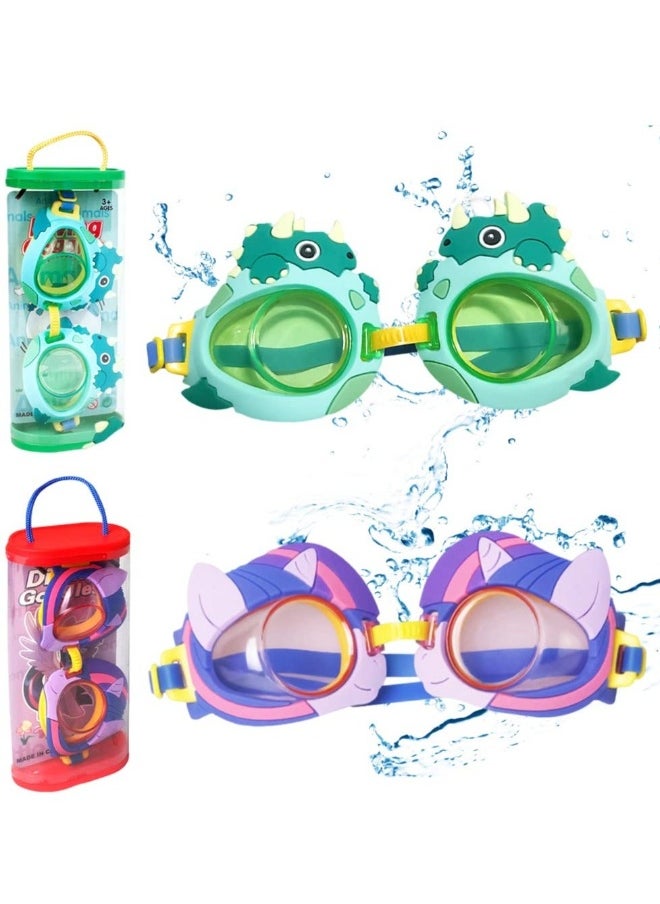 Kids Swim Goggles, Swimming Goggles for Children and Early Teens from 3 to 15 Years Old, Children's Swimming Goggles with UV Protection (2-Pack)