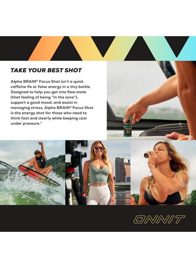 ONNIT Alpha Brain Focus Energy Shot Supplement - Energy, Focus, Mood, Stress, Brain Booster Drink - Peach (2.5 fl oz, 6 ct)