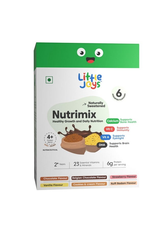 Little Joys Nutrimix Nutrition Powder Trial Box | 6 Flavours | 2-6 Years | Zero Refined Sugar | Supports Healthy Growth & Boosts Immunity | With Ragi, Bajra, Almonds & Oats