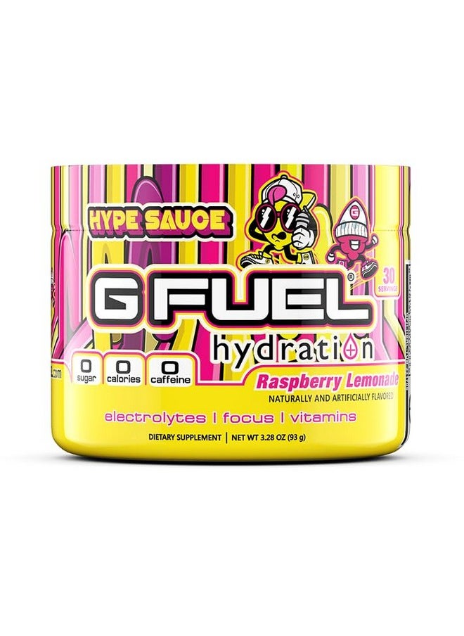 G Fuel Hype Sauce Electrolytes Powder, Water Mix for Hydration, Energy and Focus, Sugar Free, Zero Caffeine Supplement with Essential Minerals, Raspberry + Lemonade Flavor - 3.3 oz (30 Servings)