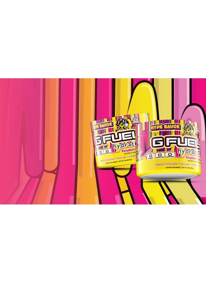 G Fuel Hype Sauce Electrolytes Powder, Water Mix for Hydration, Energy and Focus, Sugar Free, Zero Caffeine Supplement with Essential Minerals, Raspberry + Lemonade Flavor - 3.3 oz (30 Servings)