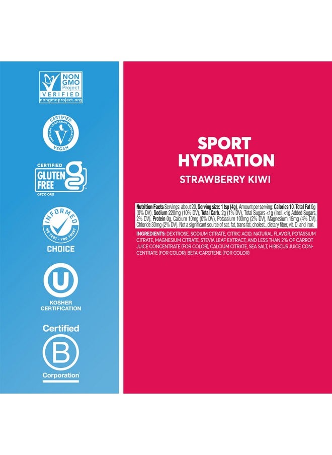Nuun Sport Electrolyte Powder Canister - Strawberry Kiwi, 5 Essential Electrolytes for Hydration, Drink Mix with 15mg Magnesium, 1g Sugar, Non-GMO, Vegan, Up to 20 Servings