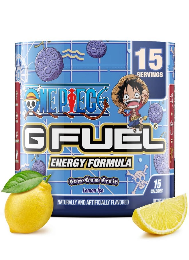 G Fuel ONE Piece Gum-Gum Fruit Energy Powder, Sugar Free, Clean Caffeine Focus Supplement, Water Mix, Focus Amino, Vitamin + Antioxidant Blend, Lemon Ice, 3.7 oz (15 Servings)