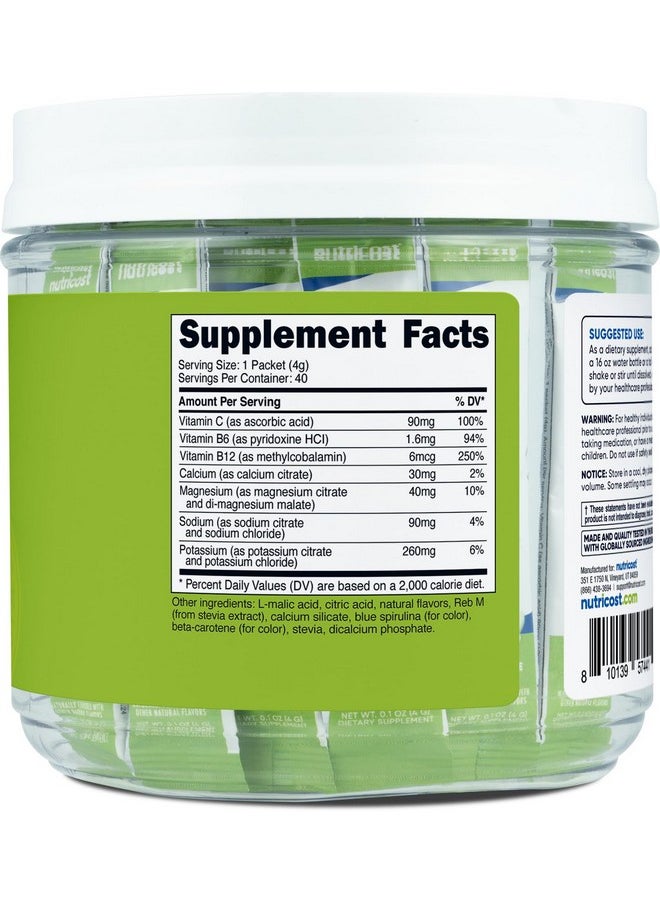 Nutricost Electrolytes Complex, Green Apple Flavored, 40 Stickpacks - Advanced Hydration Complex