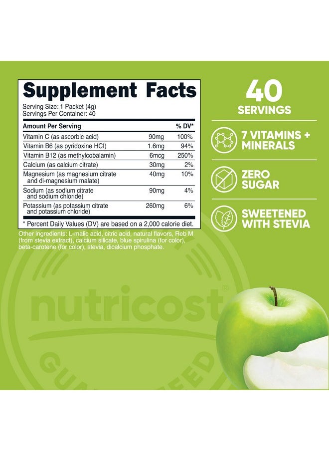 Nutricost Electrolytes Complex, Green Apple Flavored, 40 Stickpacks - Advanced Hydration Complex