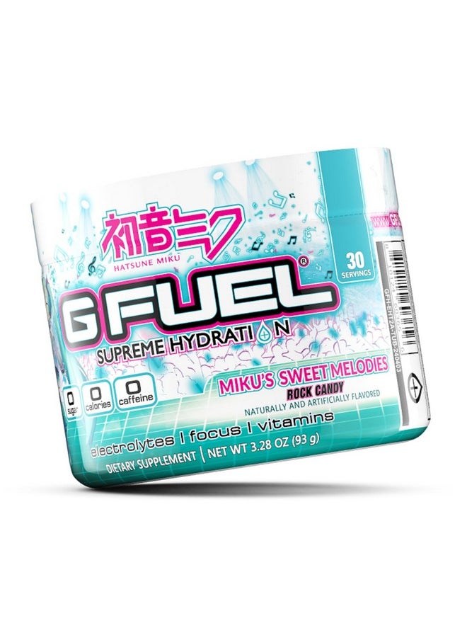 G Fuel Sweet Melodies Hydration Electrolytes Powder, Water Mix for Hydration, Energy and Focus, Sugar Free, Zero Caffeine Supplement with Essential Minerals, Rock Candy Flavor, 3.28 oz (30 Servings)