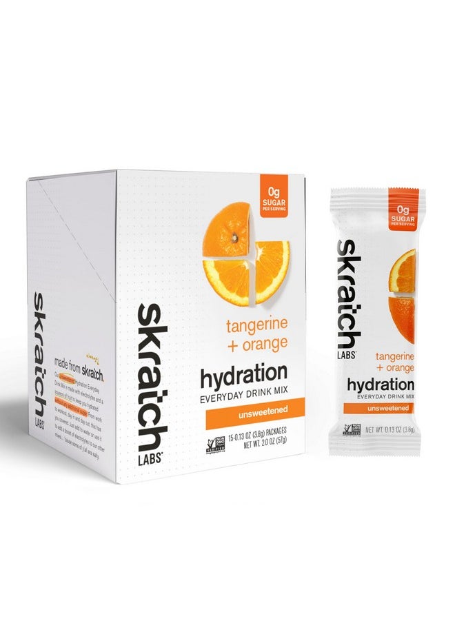 SKRATCH LABS Sugar Free Electrolyte Powder - Hydration Packets - Everyday Unsweetened Drink Mix - Tangerine + Orange - 15 Servings - Keto, Vegan, Non-GMO