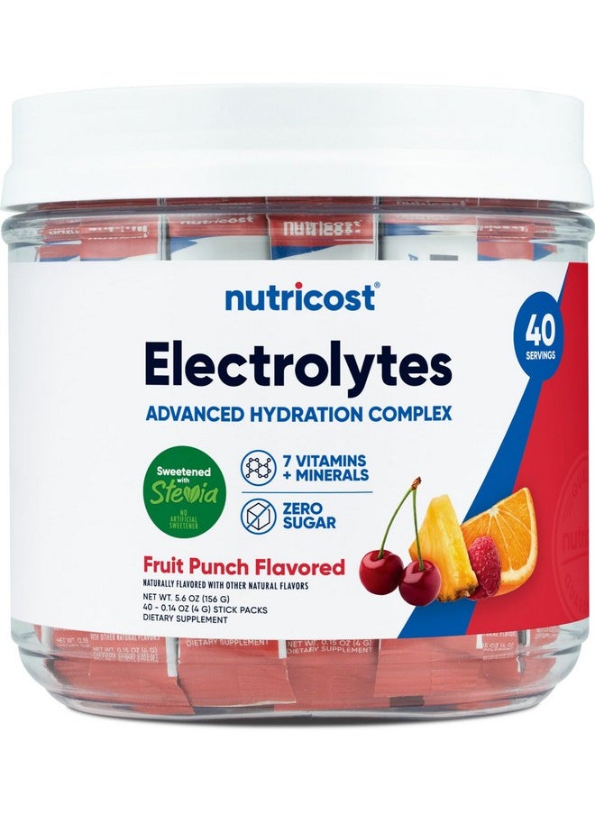 Nutricost Electrolytes Complex, Fruit Punch Flavored, 40 Stickpacks - Advanced Hydration Complex