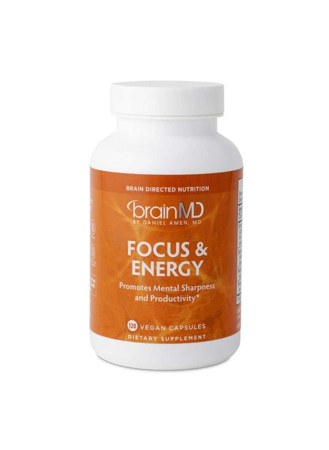 BRAINMD Dr Amen Focus & Energy - 120 Capsules, Pack of 2 - Promotes Concentration & Attention - Caffeine Free, Gluten Free - 60 Total Servings