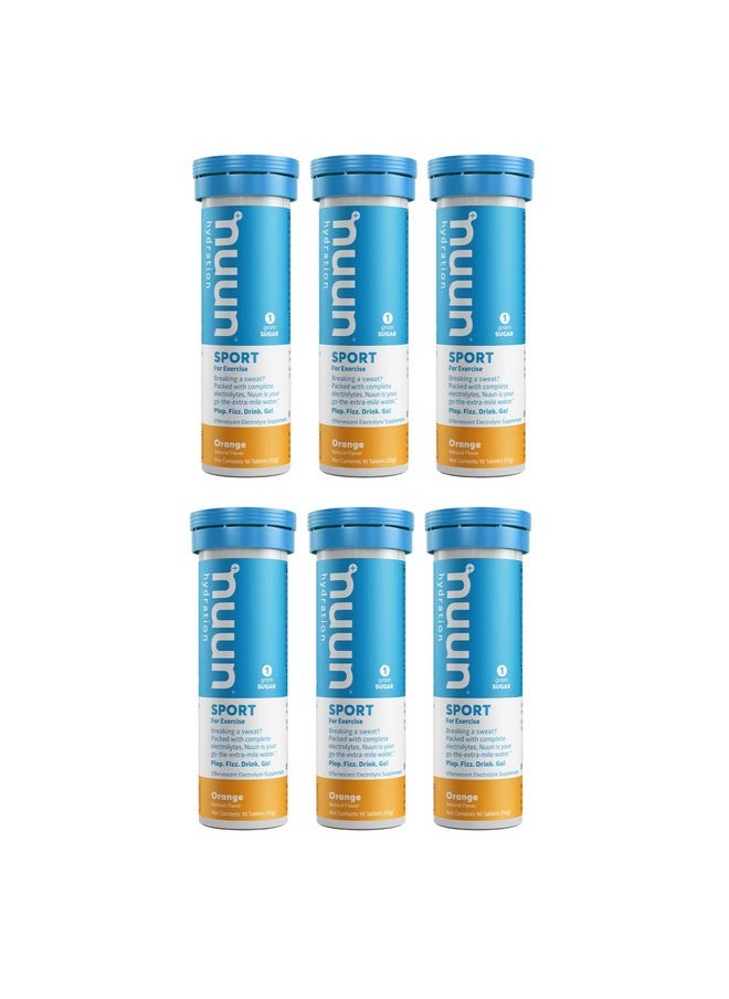 Nuun Sport: Orange Electrolyte Enhanced Drink Tablets (6 Tubes of 10 Tabs) Previously Nuun Active