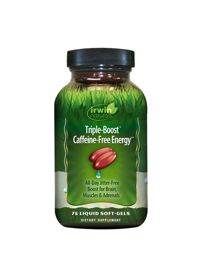 Irwin Naturals Triple-Boost Caffeine-Free Energy - Lasting, Jitter-Free Focus - Brain Boosting Nootropic - 75 Liquid Softgels