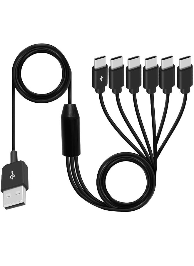 USB A to USB C Splitter Cable, Multi USB C Splitter Cable, 6 in 1 USB 2.0 Type A Male to 6 USB C Male Charging Cable, for USB Type-C Phone, Tablet, 5ft